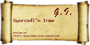 Gyurcsán Irma névjegykártya