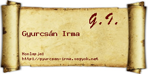 Gyurcsán Irma névjegykártya